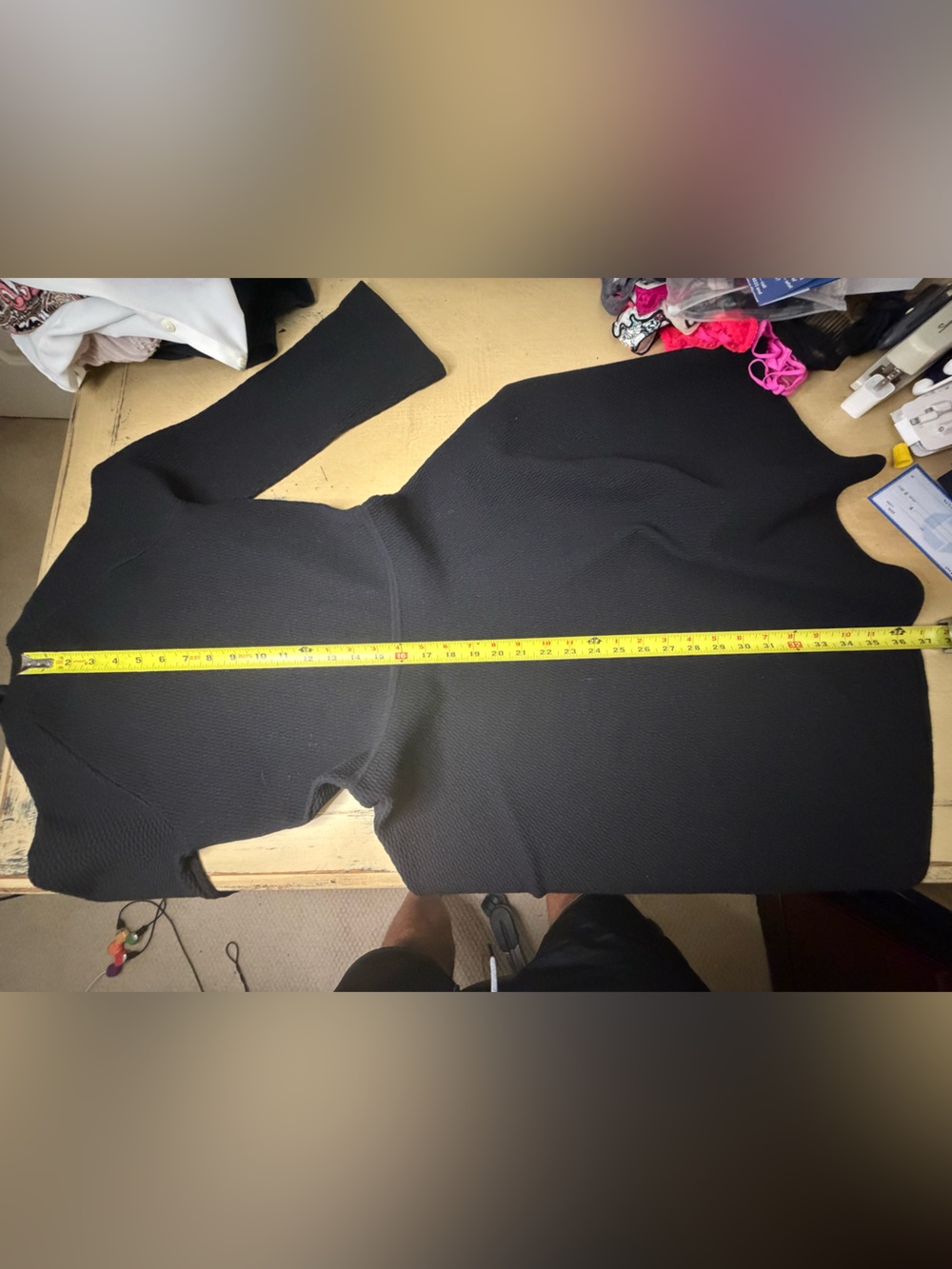 Emporio Armani Black Long-Sleeve Fit-and-Flare Dress - Picture 7 of 8